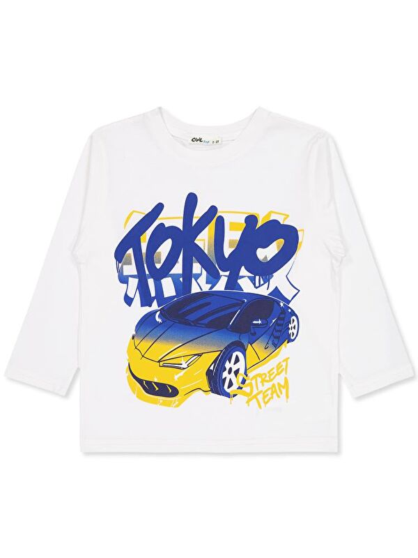 Civil Boys Tokyo Araba Baskılı 2-5 Yaş Sweatshirt - Ekru 3-4 Yaş