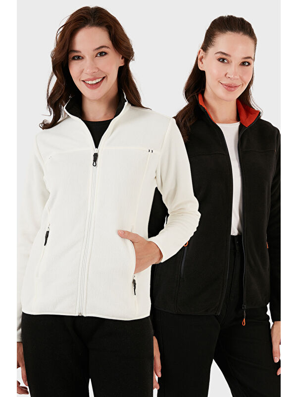 Lela Slim Fit Anti-Pilling Tüylenme Yapmayan Fermuarlı Cepli Hırka 2' li Paket Polar 5907002S2
