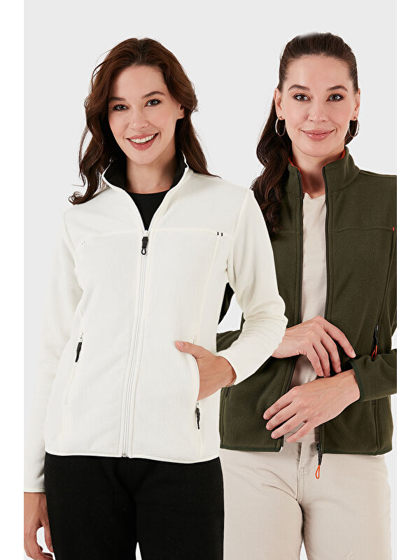 Lela Slim Fit Anti-Pilling Tüylenme Yapmayan Fermuarlı Cepli Hırka 2' li Paket Polar 5907002S2