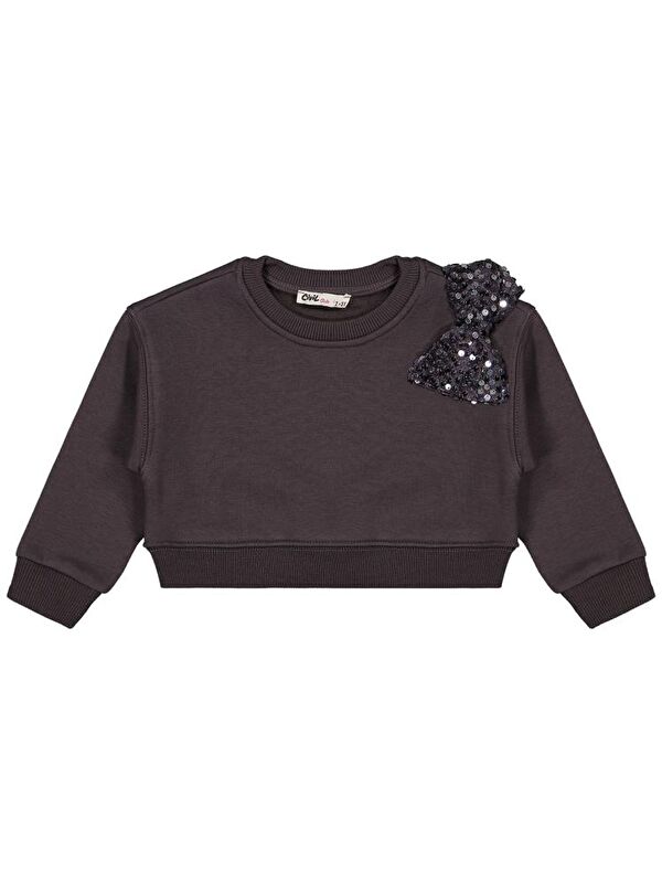Civil Girls Pullu Fiyonklu 2-5 Yaş Sweatshirt - Gri 3-4 Yaş