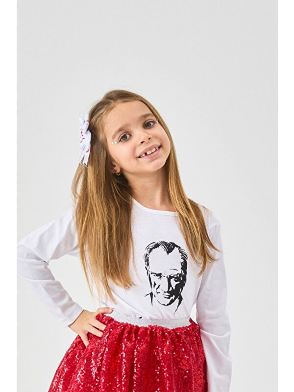Le Mabelle Beyaz Atatürk Baskılı Kız Çocuk Tişört