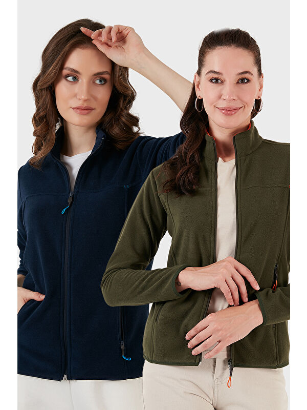 Lela Slim Fit Anti-Pilling Tüylenme Yapmayan Fermuarlı Cepli Hırka 2' li Paket Polar 5907002S2