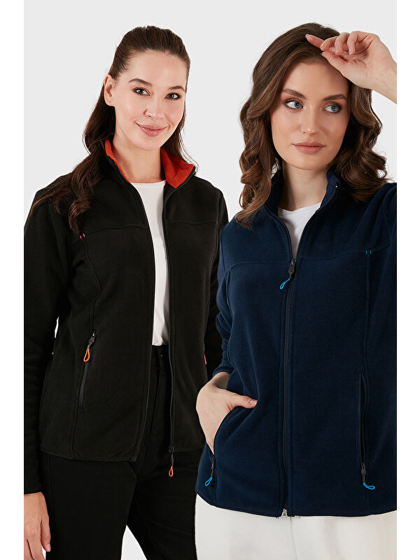 Lela Slim Fit Anti-Pilling Tüylenme Yapmayan Fermuarlı Cepli Hırka 2' li Paket Polar 5907002S2