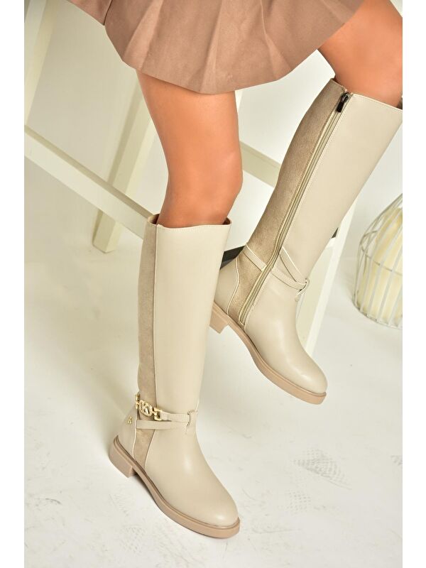 T9730009 Bej Kadın Çizme - Görsel 3