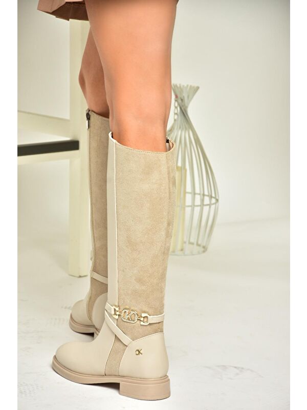T9730009 Bej Kadın Çizme - Görsel 4