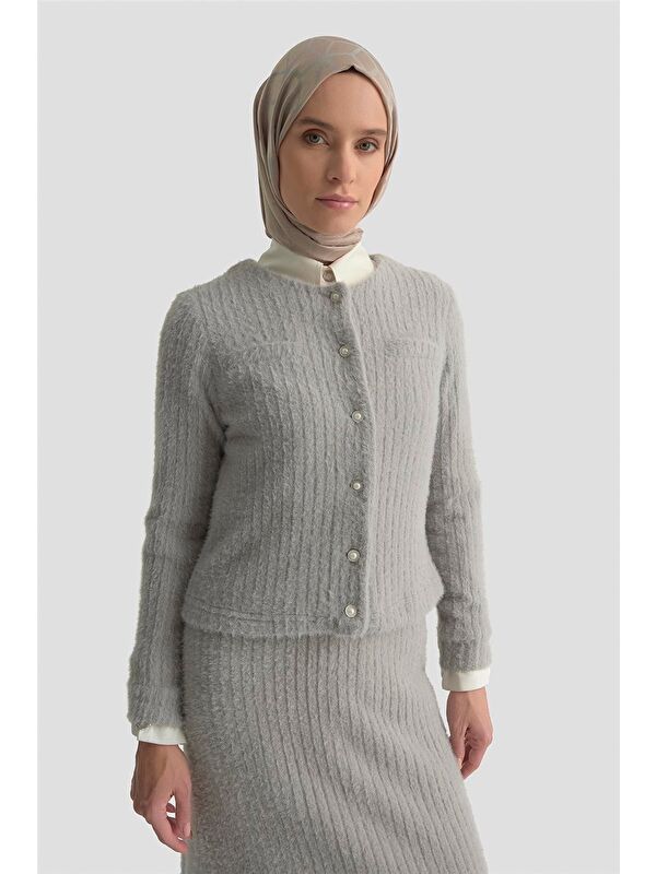 ARMİNE Dokulu Triko Takım 25Kd1801 Gri