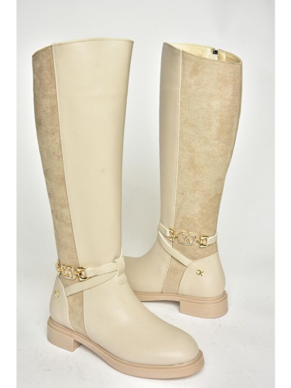 T9730009 Bej Kadın Çizme - Görsel 5