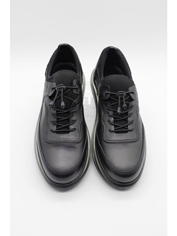 Siyah Hakiki Deri Termo Taban Bağcıklı Casual Ayakkabı 1033235119 - Görsel 5