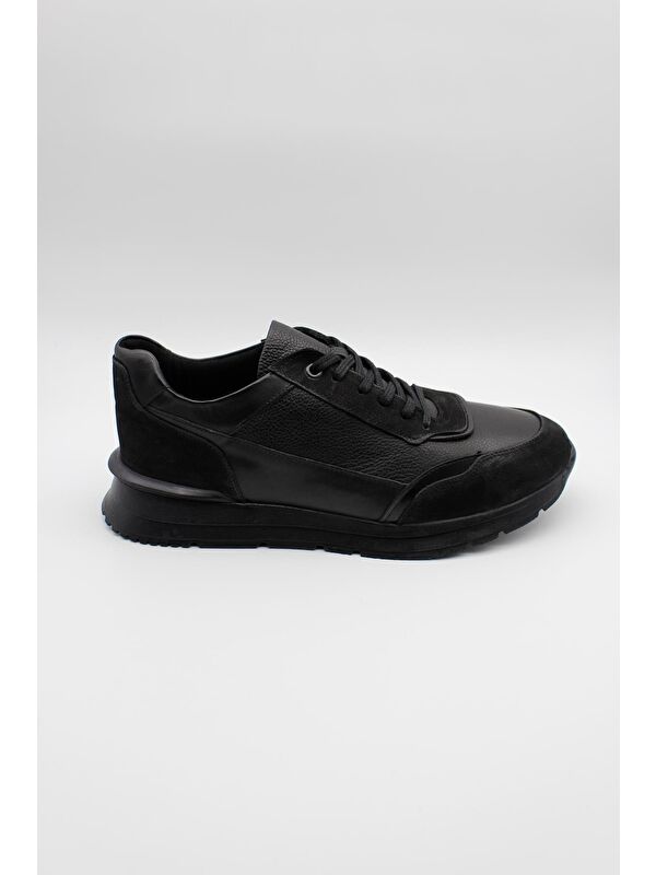 Siyah Hakiki Deri Termo Taban Bağcıklı Casual Ayakkabı 1033235114 - Görsel 2