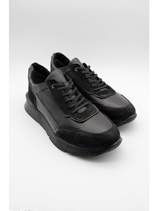 Siyah Hakiki Deri Termo Taban Bağcıklı Casual Ayakkabı 1033235114 - Görsel 4