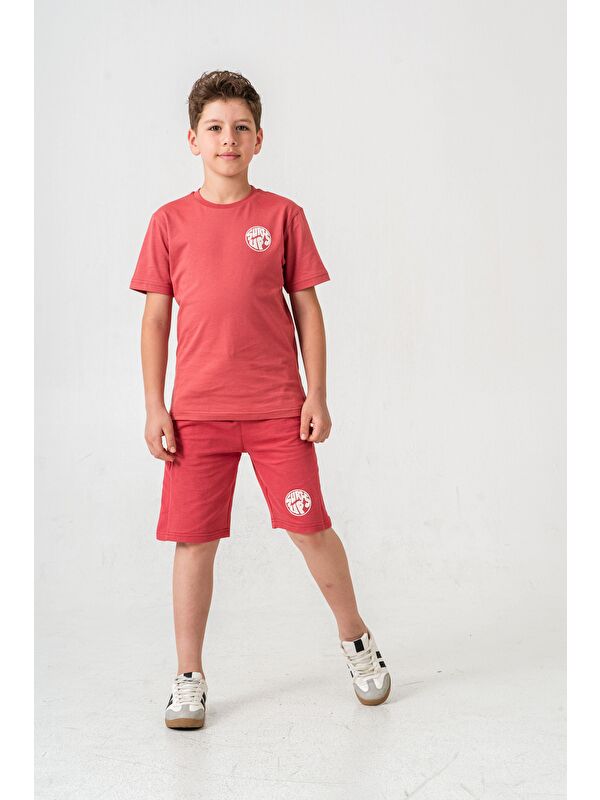 Mışıl Kids Surf Ups Baskılı Bacak Ve Sırt  Baskı Detaylı  Erkek Çocuk Şort - Tişört Takımı