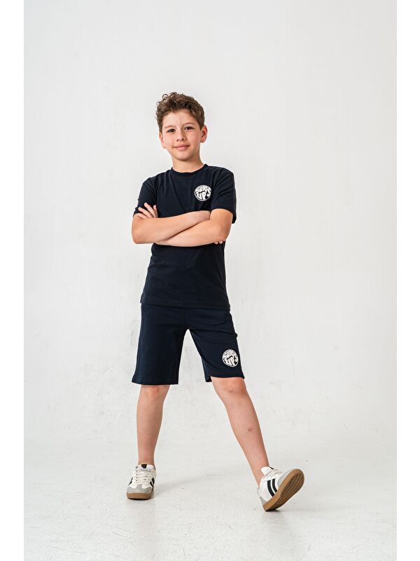 Mışıl Kids Surf Ups Baskılı Bacak Ve Sırt  Baskı Detaylı  Erkek Çocuk Şort - Tişört Takımı