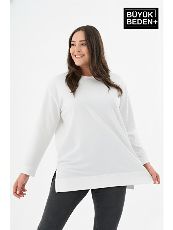 Süperlife Kadın Tunik Büyük Beden ince Sweatshırt SPR26BTK990