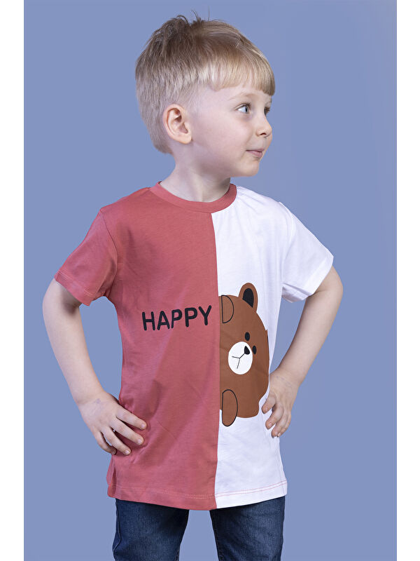 Toontoykids Erkek Çocuk İki Renkli Ayıcık Baskılı Tişört