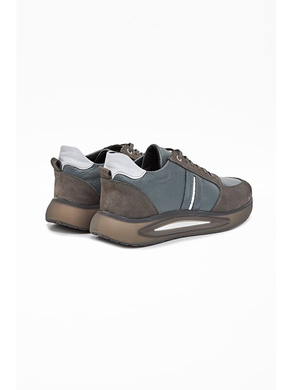 Gri Hakiki Deri Bağcıklı Casual Ayakkabı 1033240152 - Görsel 4