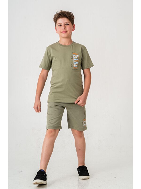 Mışıl Kids Vacation Time Baskılı Bacak  Baskı Detaylı  Erkek Çocuk Şort - Tişört Takımı