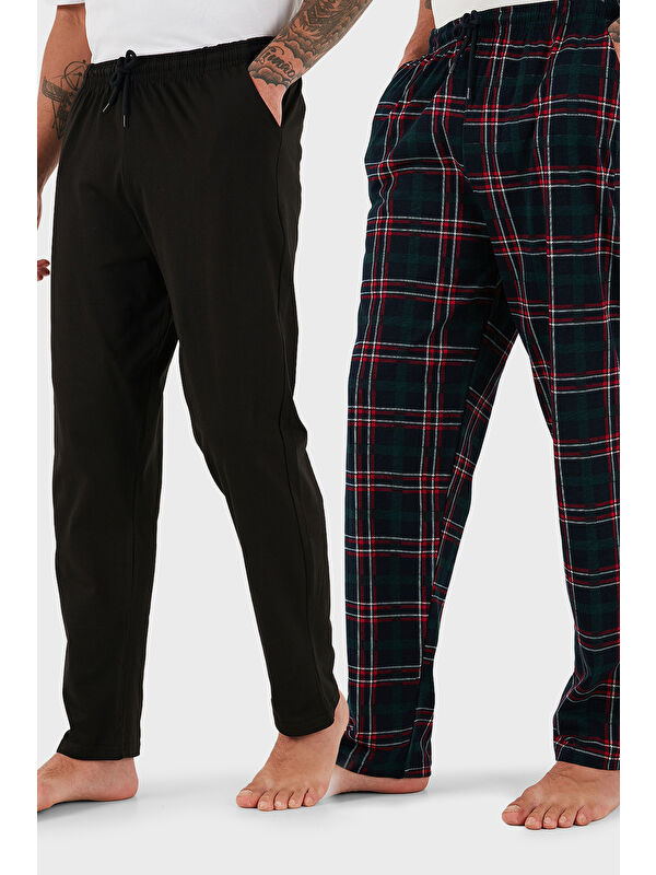 Buratti Pamuklu Regular Fit Normal Bel Düz Paça Cepli 2'li Paket %100 Pamuk Pijama Altı 6574003S2