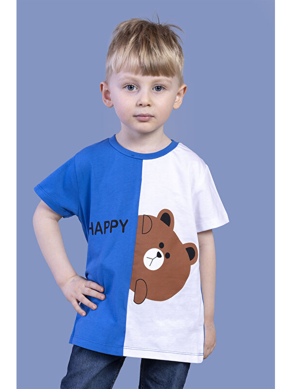 Toontoykids Erkek Çocuk İki Renkli Ayıcık Baskılı Tişört