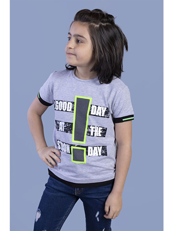 Toontoykids Erkek Çocuk Neon Uyumlu Baskılı Garni Detaylı Tişört