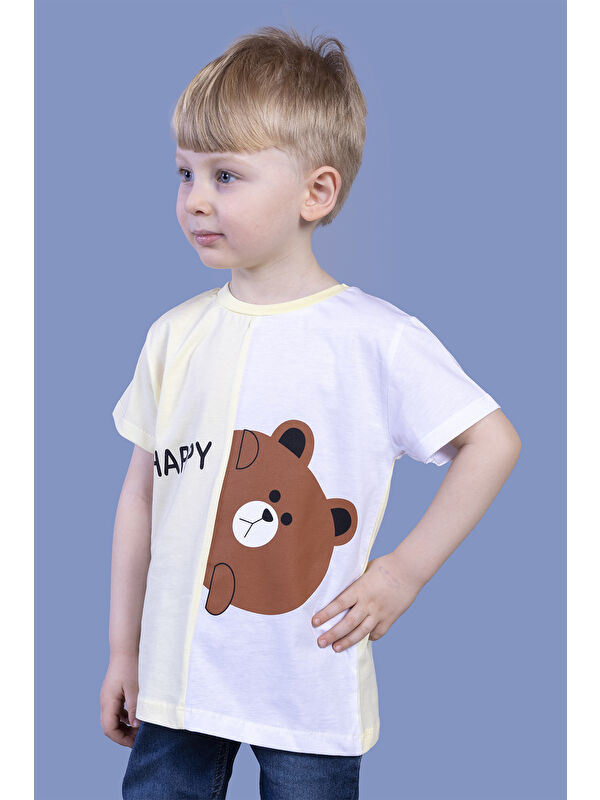Toontoykids Erkek Çocuk İki Renkli Ayıcık Baskılı Tişört