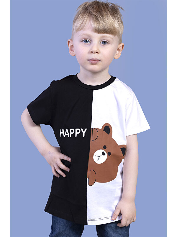 Toontoykids Erkek Çocuk İki Renkli Ayıcık Baskılı Tişört