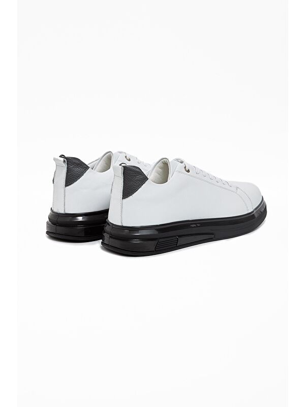 Beyaz Hakiki Deri Bağcıklı Casual Ayakkabı 1033240153 - Görsel 4