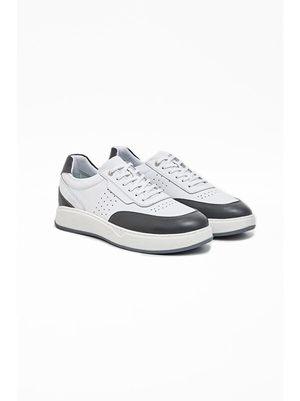 Beyaz Hakiki Deri Antik Bağcıklı Casual Ayakkabı 1033240155 - Görsel 3