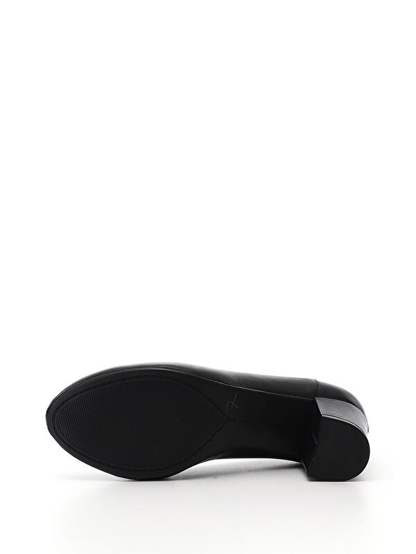 Gonderi(r) Siyah Gonderi(r) Kalin Kadın Topuklu Hakiki Deri Ayakkabı