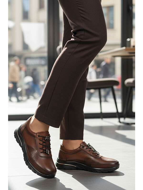 Taba Hakiki Deri Anatomik Kadın Casual Ayakkabı PLV020 Z - Görsel 4