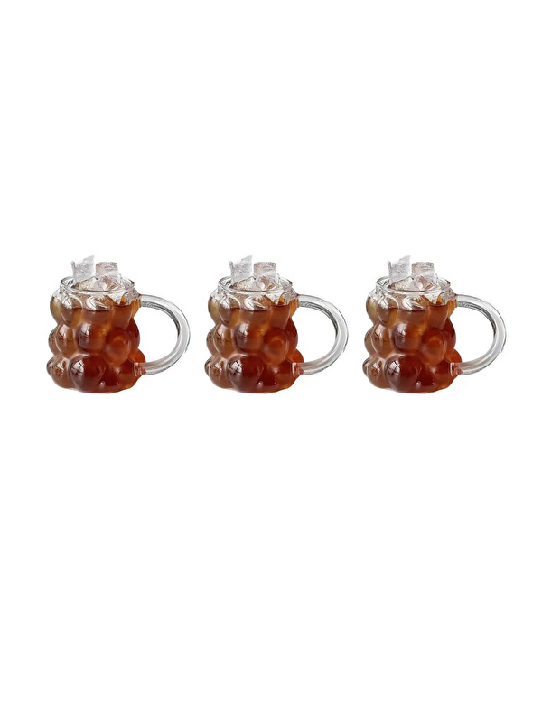 Kitchen Design Lab 350 ml Üzüm Tasarımlı Borosilikat Cam Kupa Bardağı 3 Adet - 2430