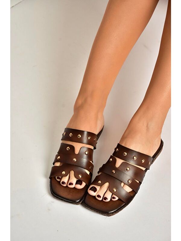 Fox Shoes Kahverengi Fox Shoes Terlik Kadın Y390755203