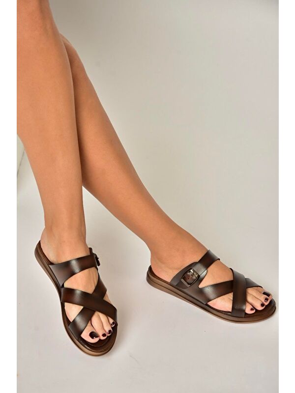 Fox Shoes Kahverengi Kadın Terlik Y390073703