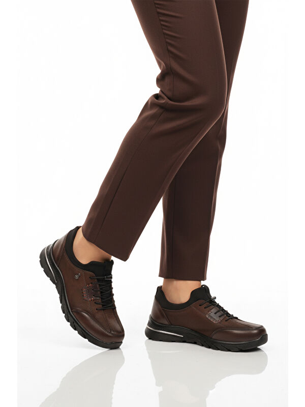 Kahve Nubuk Hakiki Deri Anatomik Kadın Casual Ayakkabı PLV061 Z - Görsel 3