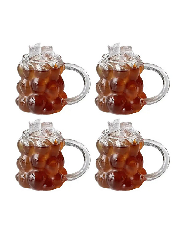 Kitchen Design Lab 350 ml Üzüm Tasarımlı Borosilikat Cam Kupa Bardağı 4 Adet - 2430