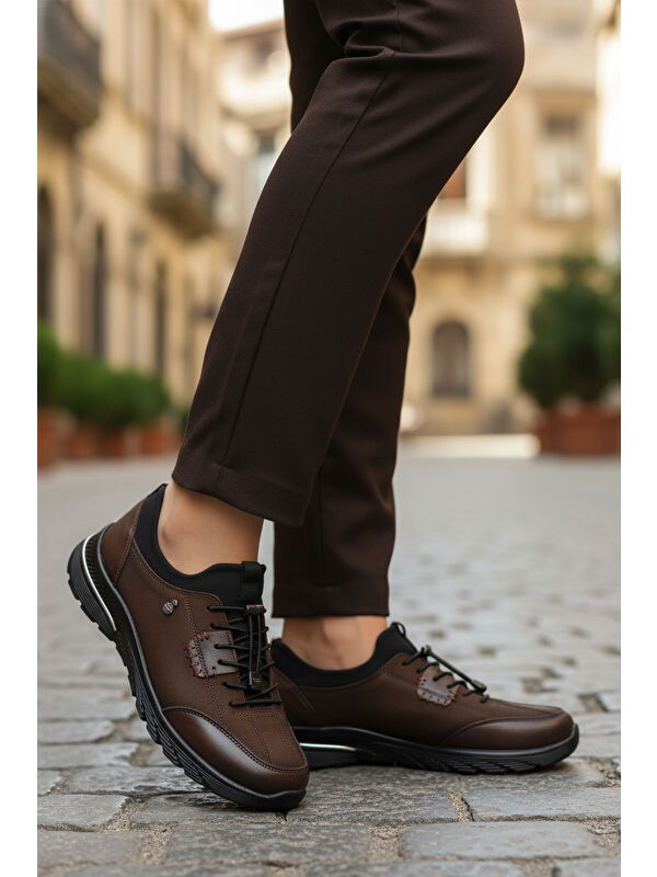 Kahve Nubuk Hakiki Deri Anatomik Kadın Casual Ayakkabı PLV061 Z - Görsel 4