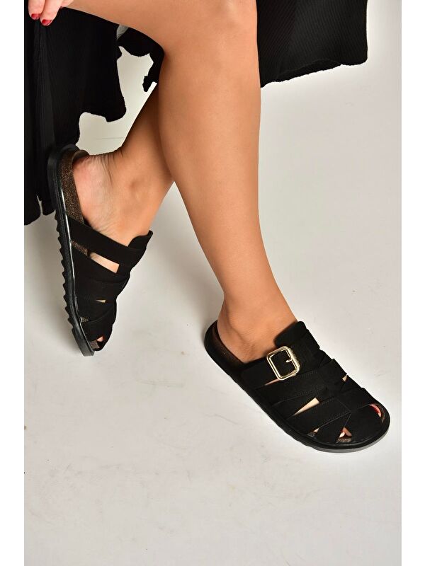 Fox Shoes Siyah Kadın Terlik Y250506002