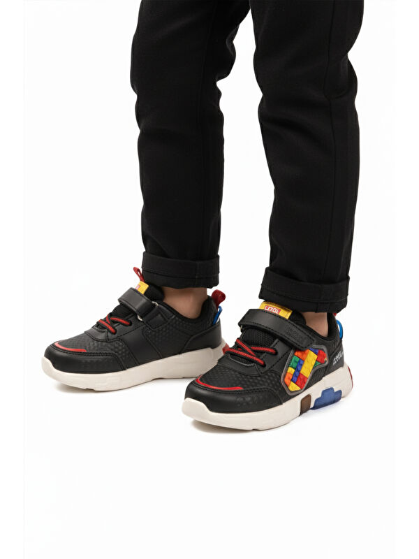 Siyah Cırtlı Işıklı Hafif Erkek Çocuk Spor Ayakkabı Heros P - Görsel 6