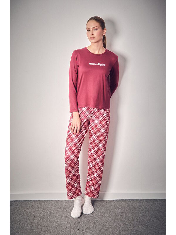 Fullamoda Moonlight Yazı Baskılı Bisiklet Yaka 2'li Pijama Takımı