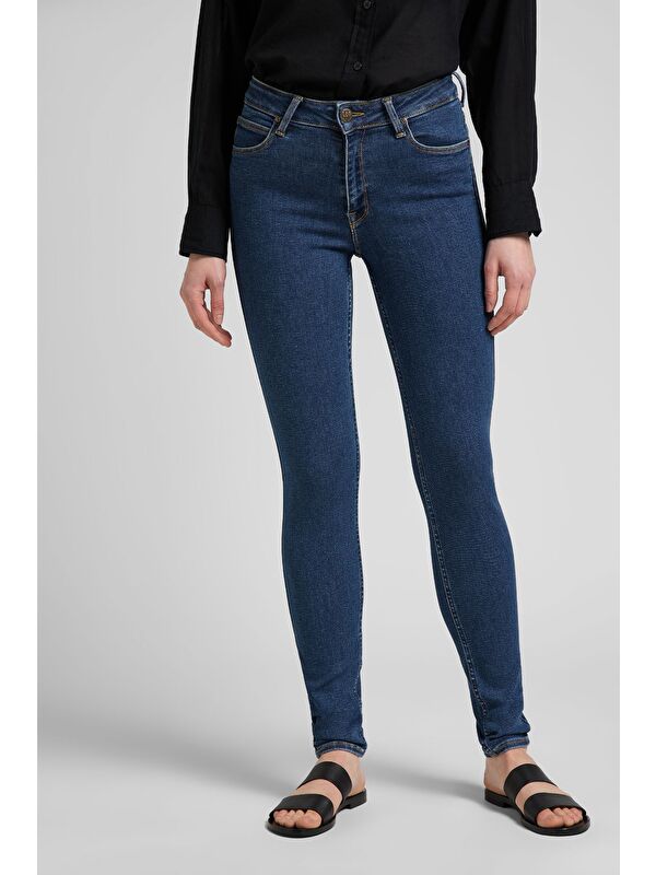 Lee Lacivert Forever Skinny Fit Yüksek Bel Jean Pantolon