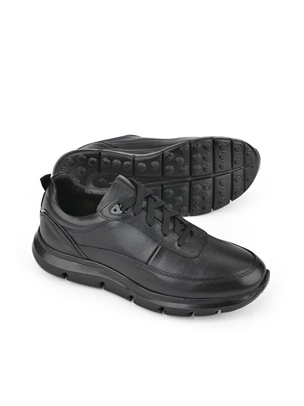 Erkek Hakiki Deri Sneaker 151983ZF902 Siyah - Görsel 5