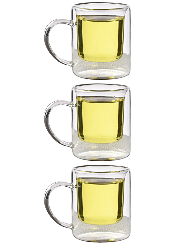 Kitchen Design Lab Çift Cidarlı Borosilikat Cam Kupa 200 ml 3 Adet-1837