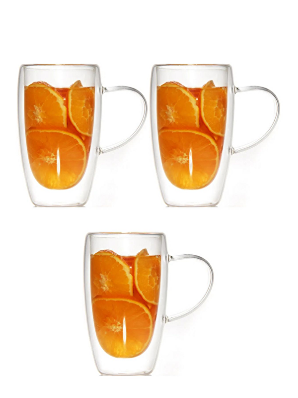 Kitchen Design Lab Çift Cidarlı Cam Kupa Seti 400 ml 3 Adet 2039