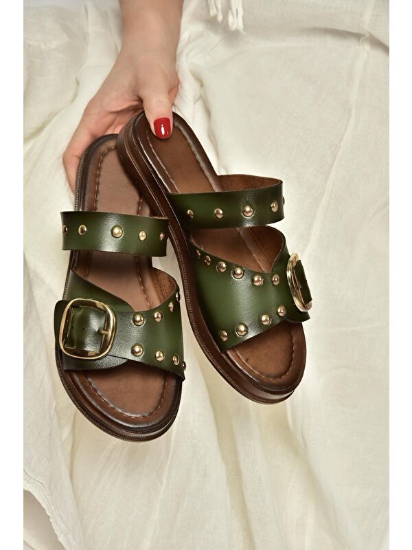 Fox Shoes Yeşil Kadın Terlik Y390450703