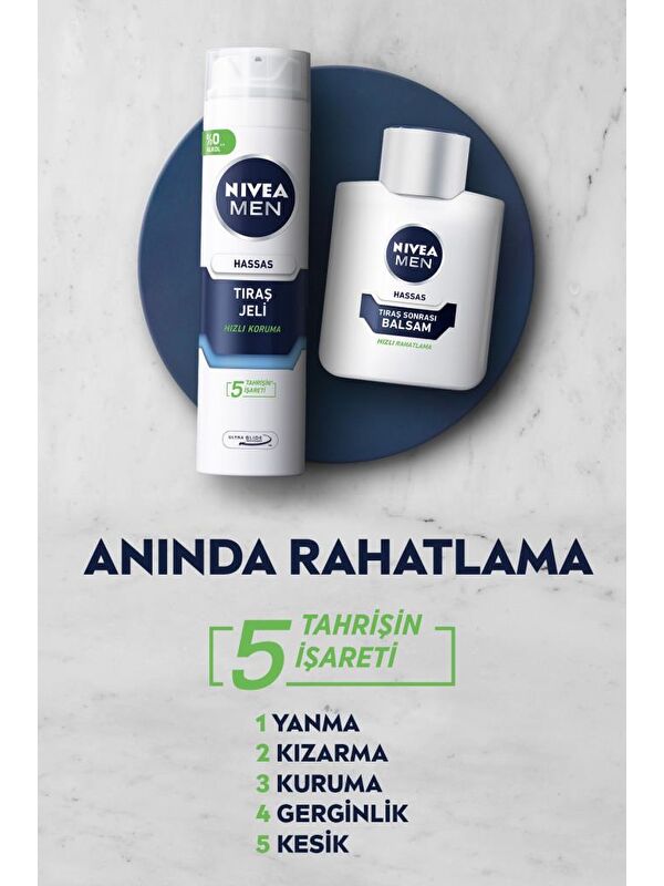 NIVEA Men Hassas Tıraş Jeli 200 ml, Hassas Ciltlere Özel Hızlı Koruma, Yanma Karşıtı, Alkolsüz Formül