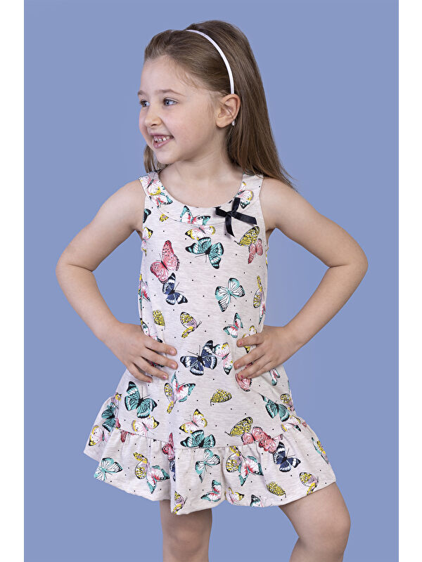 Toontoykids Kız Çocuk Kelebek Desenli Elbise