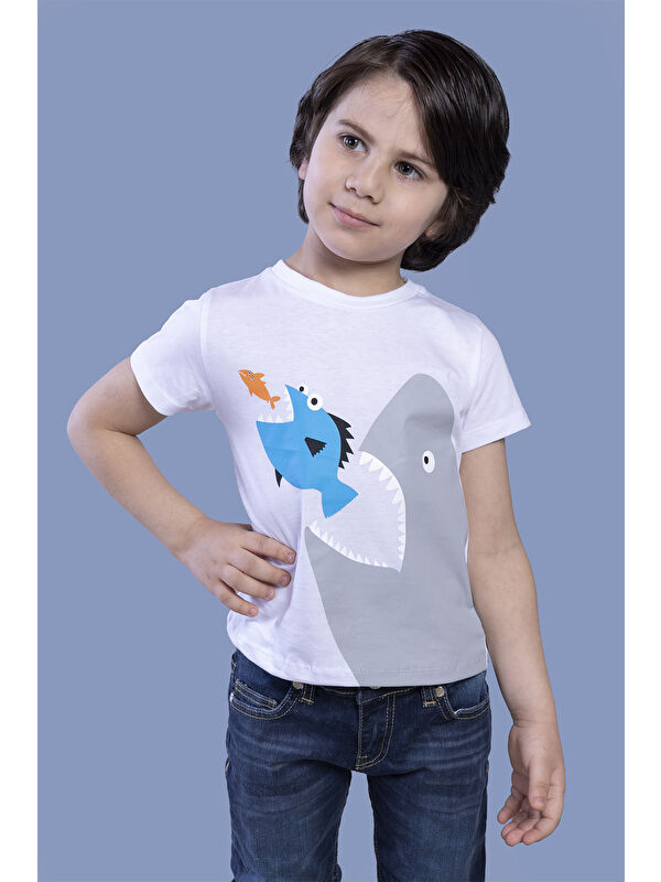 Toontoykids Erkek Çocuk Köpek Balığı Baskılı Tişört