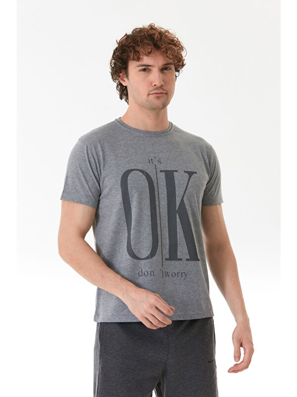 Fullamoda It`s Ok Baskılı Bisiklet Yaka %100 Pamuk Tişört