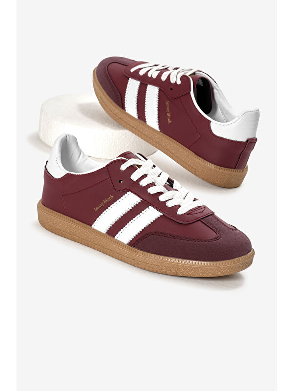 TONNY BLACK Unisex Bordo Termo Taban Yanı Şeritli Bağcıklı Spor Ayakkabı