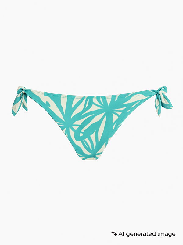 United Colors Of Benetton Kadın Turkuaz Desenli Yandan Bağlamalı Düşük Bel Bikini Altı