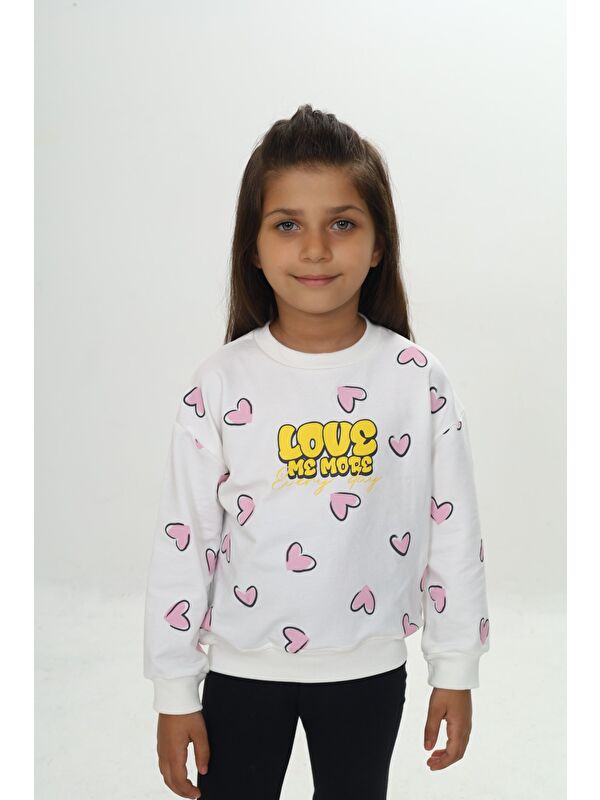 Toontoykids Kız Çocuk Love Kalp Baskılı Sweatshirt